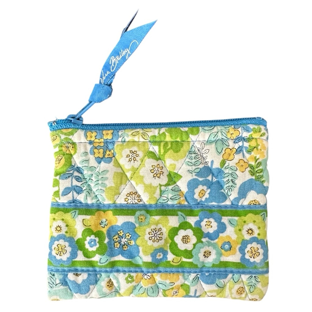 Vera Bradley English Garden Print Blue, Yellow, and Green Zip Pouch